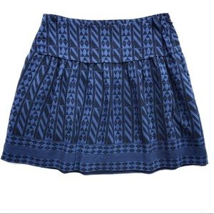 Madewell Silk Skyline Geometric Blue Skirt 2